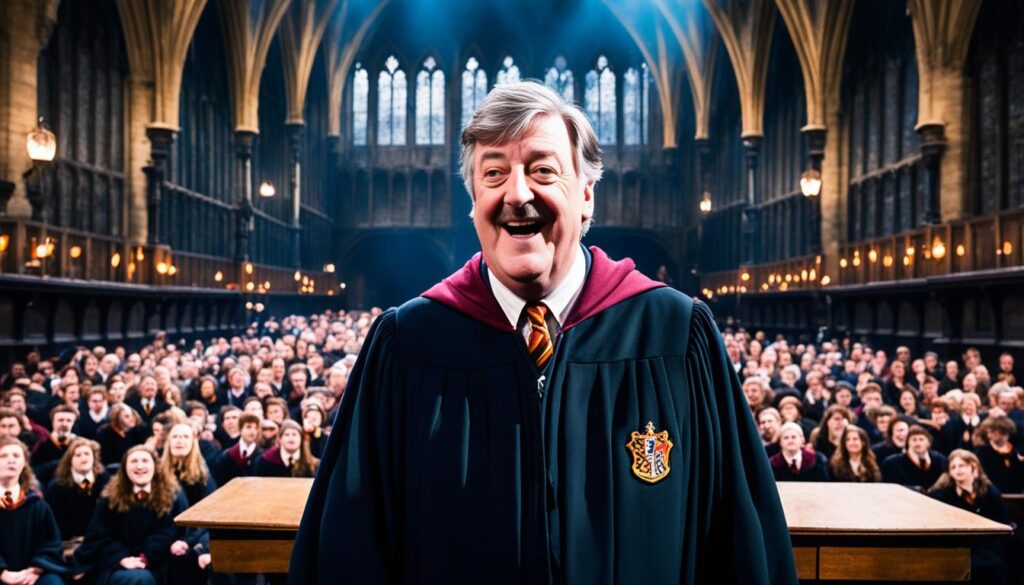 Stephen Fry narrating Harry Potter audiobook, creating an immersive auditory experience